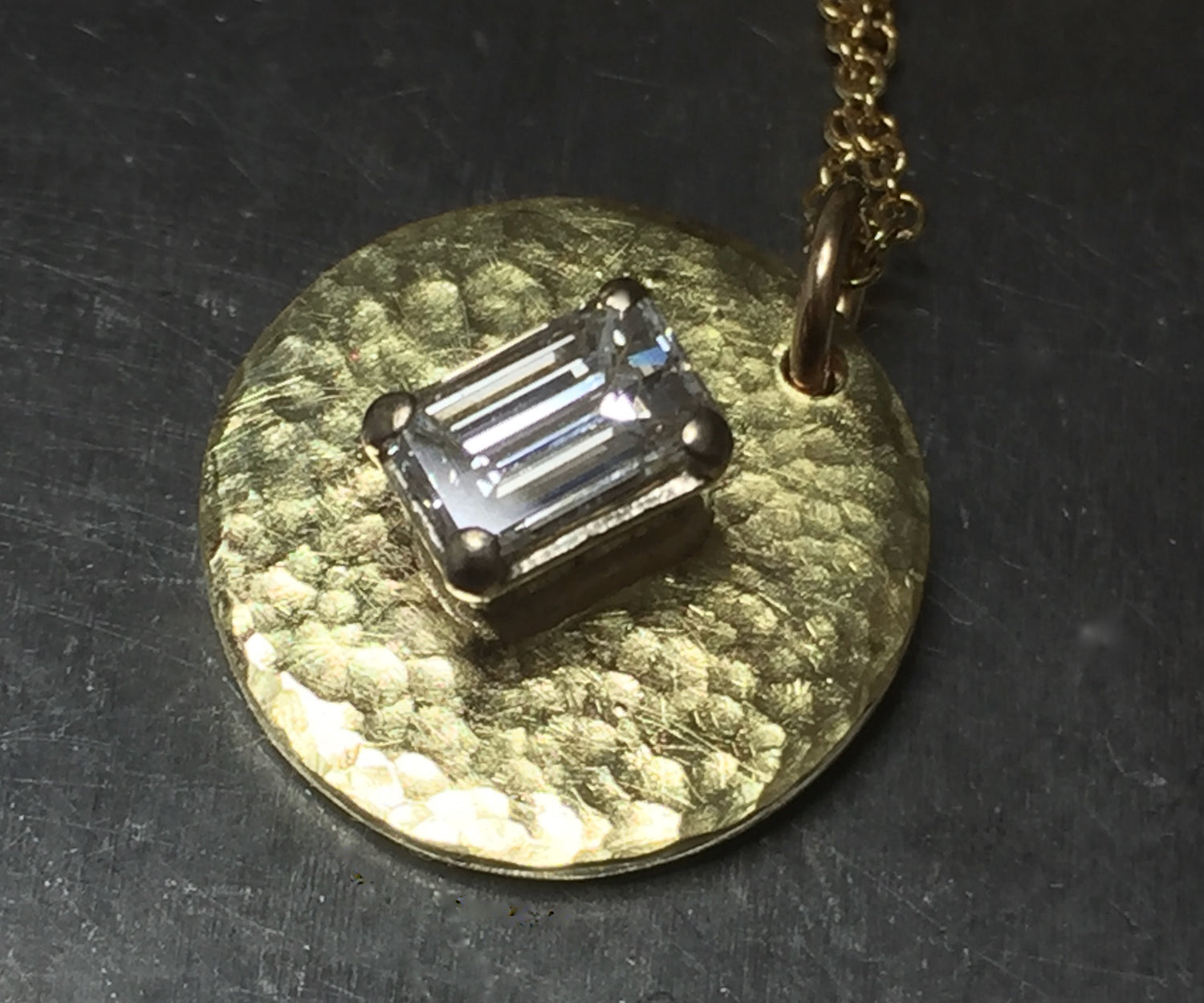 18K gold, diamond, pendant, remake from engagement ring to pendant, made to measure, one of a kind, recycled jewellery