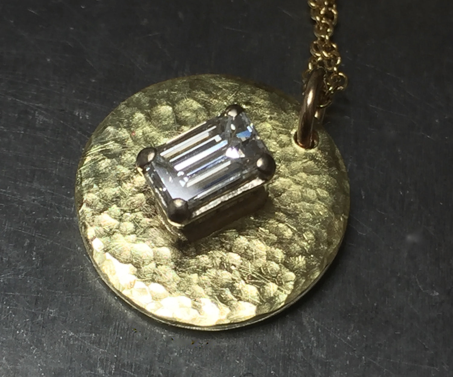 18K gold, diamond, pendant, remake from engagement ring to pendant, made to measure, one of a kind, recycled jewellery