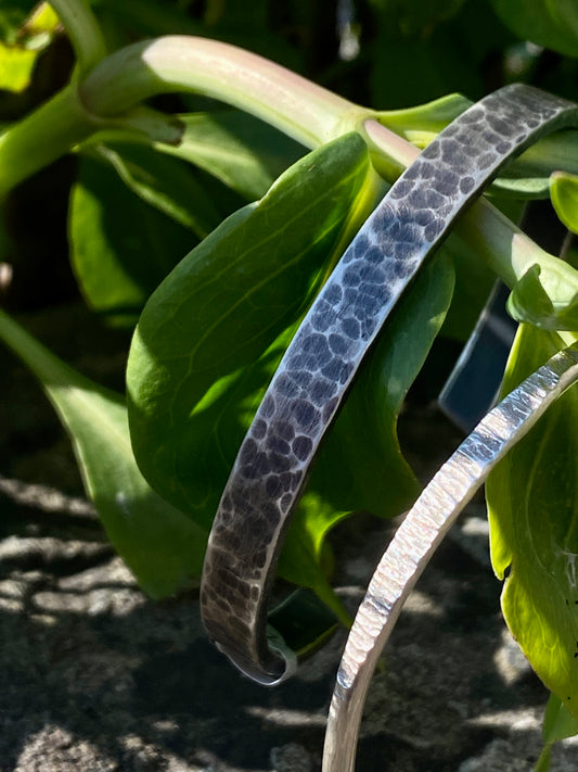 heavy hammered & oxidised silver cuff